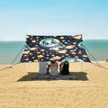 Cute Cartoon Space Panda Stars Camping Sun Shelter Beach Tent Portable Beach Sun Shade Outdoor Canopy for Camping Trips Fishing Picnic