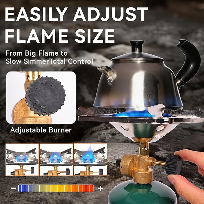 KOMAN Camping Propane StovePortable Camping Stove Backpacking Stove Propane Camping Stove10000BTU Single Burner Propane Stove for Outdoor CookingFuel by 16 Oz Propane Cylinder (Fuel not Included)