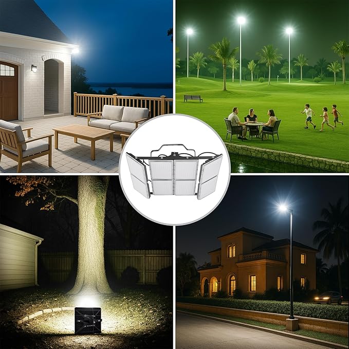 400W LED Flood Light 60000LM Super Bright Outdoor Security Lights UL Approved Plug with 4 Panel Adjustable 6000K Daylight White IP66 Waterprooffor Stadium Yard Street &amp Parking Lot Lighting