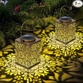 2 Pack Bronze Solar Lanterns - Waterproof Metal Hanging Solar Lights Outdoor Decorative Solar Powered LED Lamp for Patio Tabletop Porch Deck Yard Garden Decor for Outside (Rose)