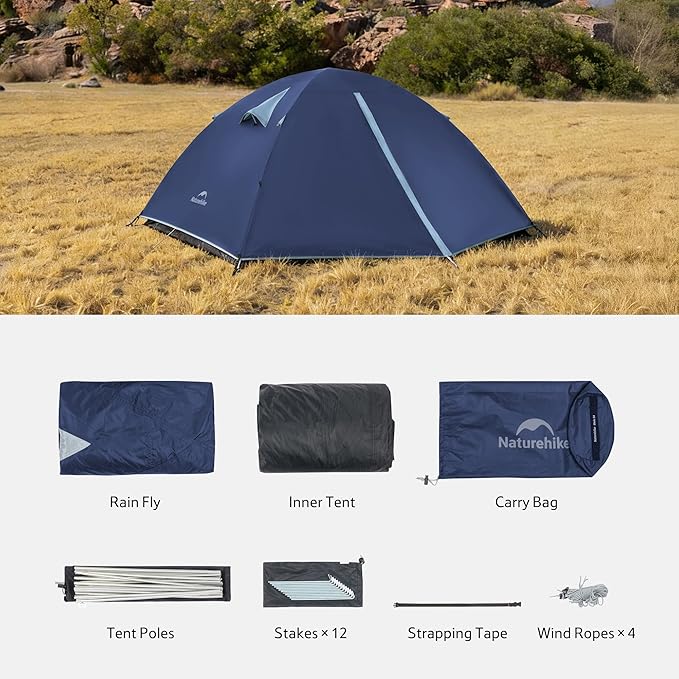 Naturehike Bleik 2-3 Person Camping Tent Waterproof Double Layer Lightweight Backpacking Tents for Camping
