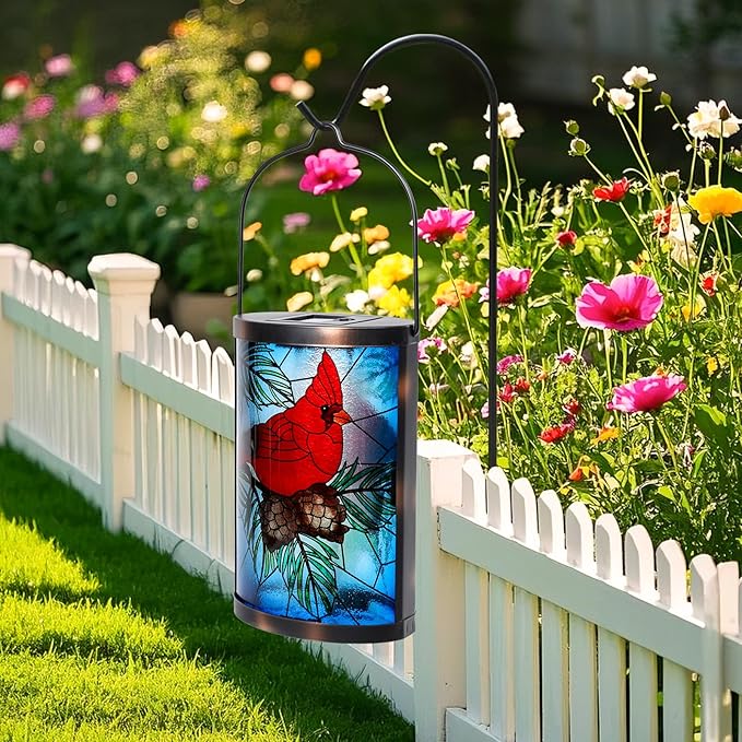 MUMTOP Hanging Solar Lanterns Outdoor Waterproof Christmas Lantern Cardinal Solar Lights Outdoor Decorative Solar Lanterns Tabletop Lamp for Patio Garden Yard Christmas Decor