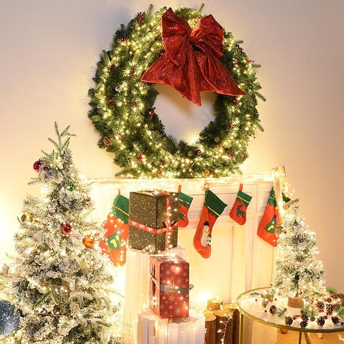 Dailyart Fairy Lights Plug in 2000 Led Twinkle String Light with Remote 130Ft Waterproof 8 Modes Warm Cluster Lights with Timer for Bedroom Wreath Window Wedding Christmas Tree DecorationGold Wire