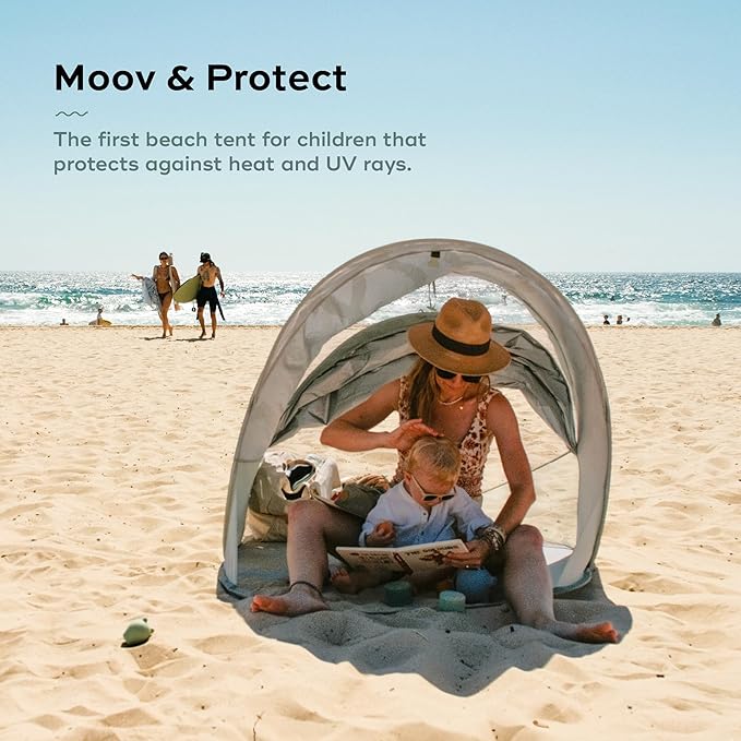 Babymoov Moov &amp Protect Anti-UV Cooling Beach Tent for Babies with Integrated Mosquito Net Portable Green Lagoon (Summer 2025 Edition)
