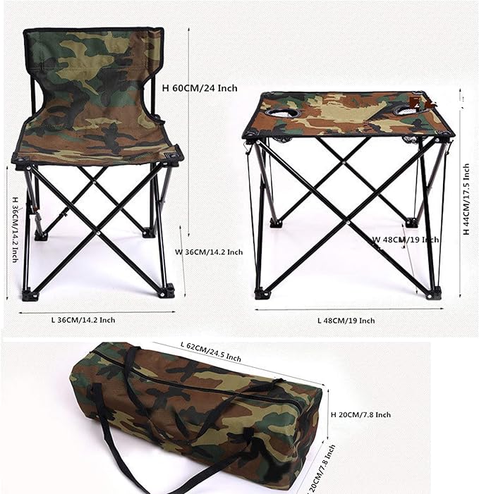 HUAWELL Lightweight Camping Chair 5-Pack Folding Portable Seat Stool with Shoulder Strap Perfect for Outdoor Traveling Camping Picnic Fishing (Camouflage 5 Piece Set)