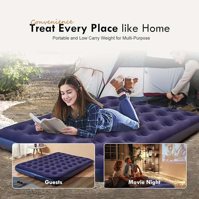 RAPTAVIS Queen Size Air Mattress Inflatable Bed Blow Up Mattress Camping Sleeping Pad
