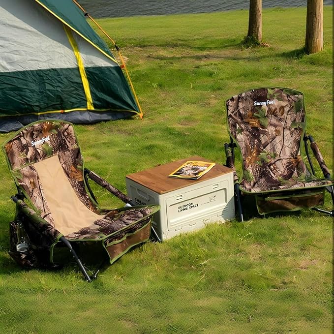 SUNNYFEEL Turkey Hunting Chair Hunting Blind Chair Portable Camping Chair with Mesh Back Storage Pocket and Carry Bag for Hunting Fishing Outdoor Travel Picnic Shooting