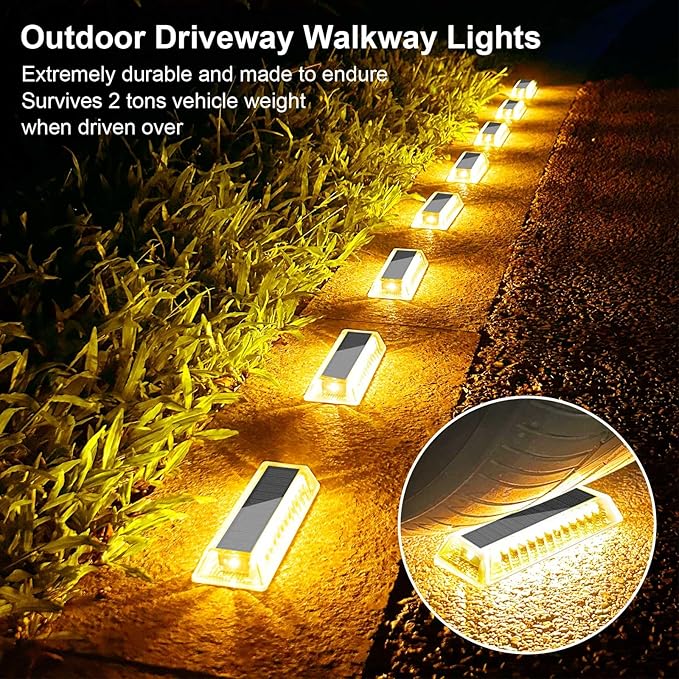 Lacasa Solar Deck Lights Solar Lights Outdoor Waterproof IP68 4 Pack Solar Powered Pathway Yard Driveway Step Landscape Light LED Lighting 50LM for Garden Path Walkway Stair Patio Warm White 2700K