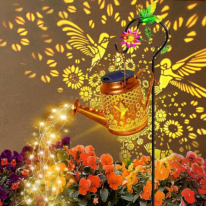 Solar Watering Can Lights Hummingbird Hanging Lanterns Outdoor Birthday Gifts for Mom Women Grandma  Waterproof Solar Lights Garden Decor for Outside Yard Art Patio Porch Lawn Backyard