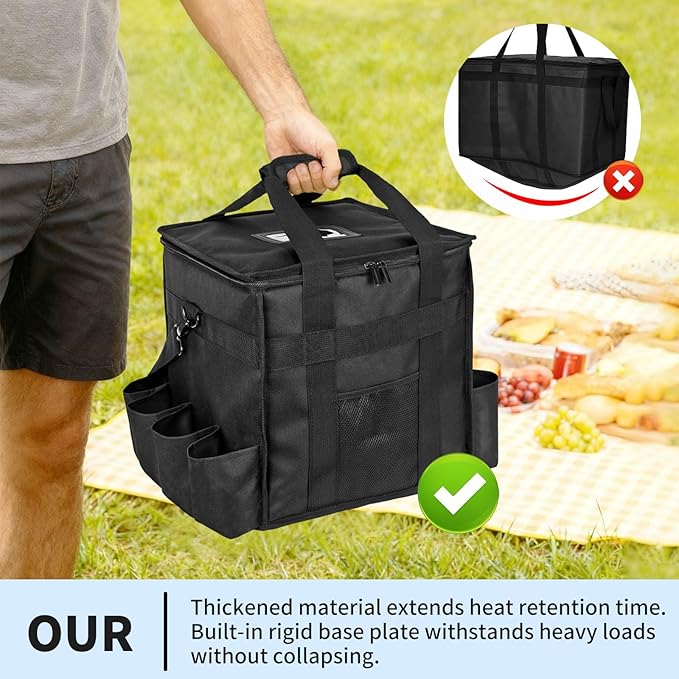 Insulated Food Delivery Bag with 8Cup Holderremovable partition plateThermal Cold/Hot Separationfor Beverages Parties Grocery Food Transport Hot &ampCooler Bags