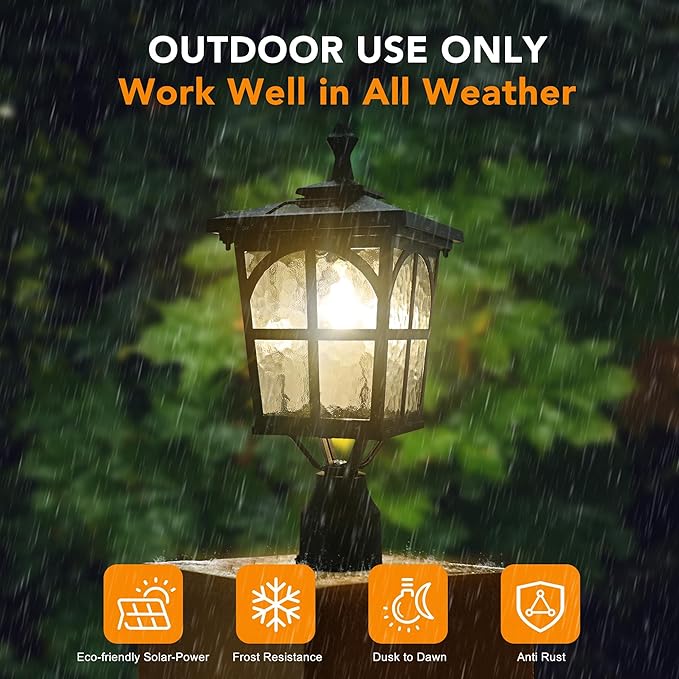 Solar Lamp Post Light Outdoor Dusk to Dawn Waterproof 3-inch Aluminum Post Lights WG4335SQ-A Warm White LED for Yard Garden Gates Walkway Path Decoration