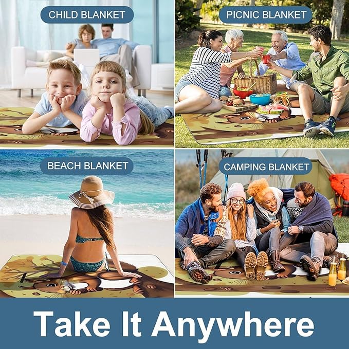 Nut-Eating Squirrel Beach BlanketPortable Waterproof Picnic Blanket58.3''x 58.3'' Extra Large Picnic Mat for BeachCamping Grass Lawn Park Accessorie for Festival BBQ