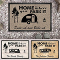 Personalized Campsite Doormat - Home is Where You Park It - Custom Family Name Camping Door Mat RV Accessories for Inside Outside Funny Campsite Rugs Decorations for Travel Trailers 16 x 24 inches