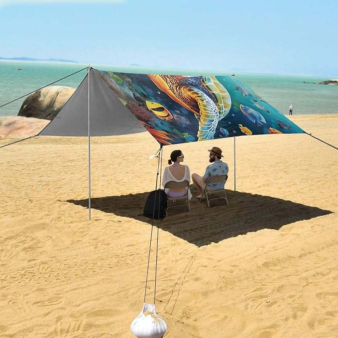 Sea TurtleCamping Sun Shelters 9.2 x 10.5 FT Beach Canopy Tent Sun Shade with Carrying Bag for Camping Trips Fishing Backyard Fun or Picnics 21341820