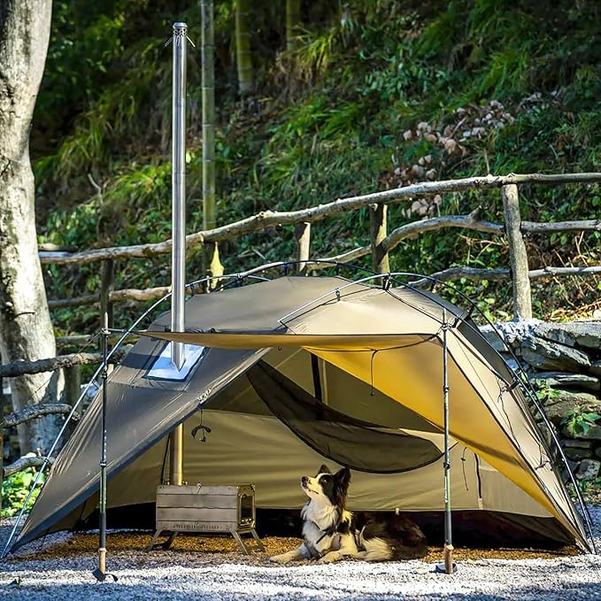 POMOLY Camping Hot Tent Wood Stove Tents Dune Solo Portable Tents with Inner Tent for 1 Person Hiking Hunting Backpacking