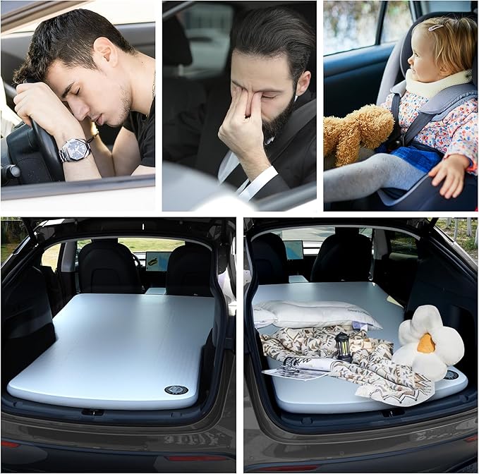 Customized for Tesla Model Y Air Mattress Drop Stitch Portable Camping Mattress Comfort Car Sleeping Mat with Manul Air PumpStorage Bag Tesla Model Y Accessories