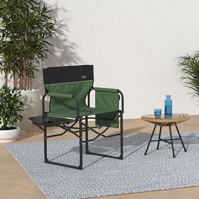 SUNNYFEEL Camping Directors Chair Heavy DutyOversized Portable Folding Chair with Side Table Pocket for Beach FishingTripPicnicLawnConcert Outdoor Foldable Camp Chairs