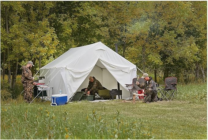 Guide Gear 10x12' Canvas Wall Tent for Hunting Outdoor Camping Waterproof 4 Season Tents (Frame Not Included)