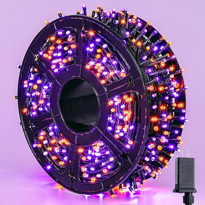 JMEXSUSS 800 LED Orange and Purple Halloween Lights 272ft Halloween String Lights Outdoor Waterproof 8 Modes Plug in Twinkle Light for Tree Party Decor
