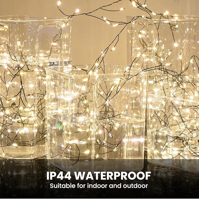 Dailyart Fairy Lights Plug in 3000 Led Cluster Lights with Timer 195Ft Waterproof Warm Twinkle String Light with Remote for Bedroom Wreath Garland Window Wedding Christmas Tree DecorationBlack Wire