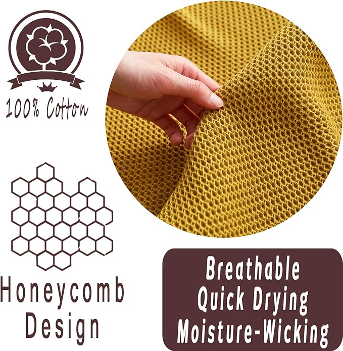 Bnitoam 100% Cotton Waffle Weave Blanket for Bed Couch Sofa 80x92 Soft Breathable Cooling Cellular Blanket for Adult Lightweight All Season Machine Washable Yellow (Yellow 80x92)