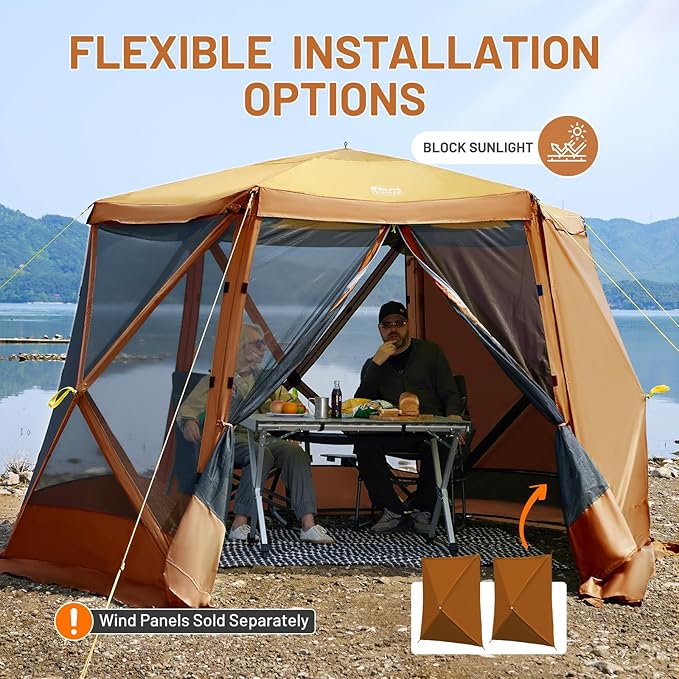 TIMBER RIDGE Easy Pop Up Gazebo Canopy Tent for Camping 11.5 X 9.8 Ft Portable Instant Screenhouse Pop Up Screened in Canopy with Netting for Backyard Patio Outdoor Tailgating Picnics Orange