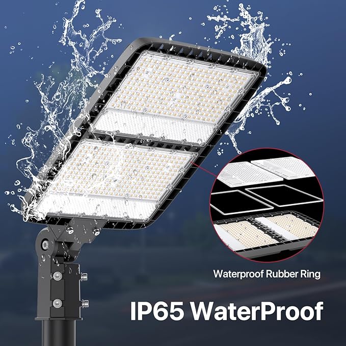 LED Parking Lot Light 300W 2Pack Commercial Outdoor Area Lighting with Dusk to Dawn Photocell Super Bright LED Shoebox Light 5000K 36000LM Slipfitter Mount for Parking Lot|Warehouse|Roadways 2 Pack