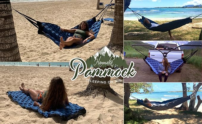 Hammaka Pammock Sleeping Pad That Converts Into an Inflatable Hammock - Great for Camping Backpacking Hiking - Airpad Carry Bag Repair Kit - Compact &amp Lightweight Air Mattress