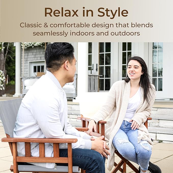BYER OF MAINE Pangean Campaign Chair Portable Hardwood Folding Chair with Heavy-Duty Canvas Seat Material. Ideal Patio Deck &amp Camping Seat 20″d × 23″w × 36″h 250 lbs Capacity Granite