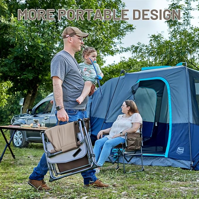Timber Ridge Aluminum Camping Directors Chair with Side Table Pocket Portable Folding Chair Heavy Duty Lawn Chair for Fishing Trip Picnic Concert Outdoor 400lbs Tan
