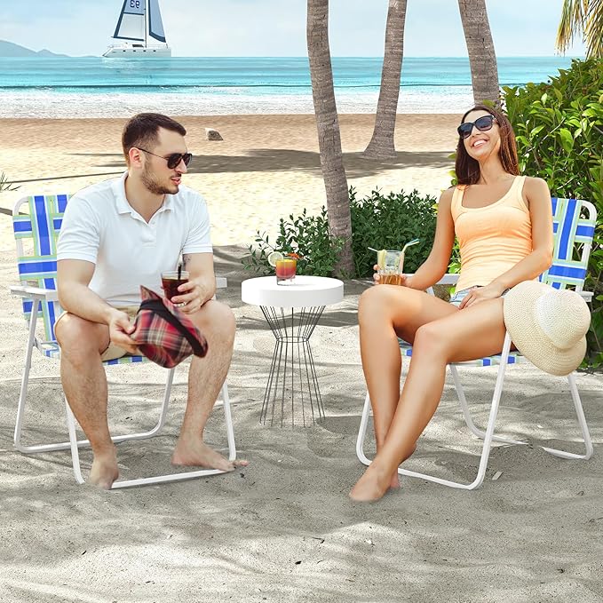 S AFSTAR Beach Chair Set of 6 Portable Folding Lawn Chairs Webbing with Webbed Seat &amp Back Lightweight Foldable Heavy Duty Camping Chairs 330 lbs for Outside/Outdoor Patio Pool Garden Yard