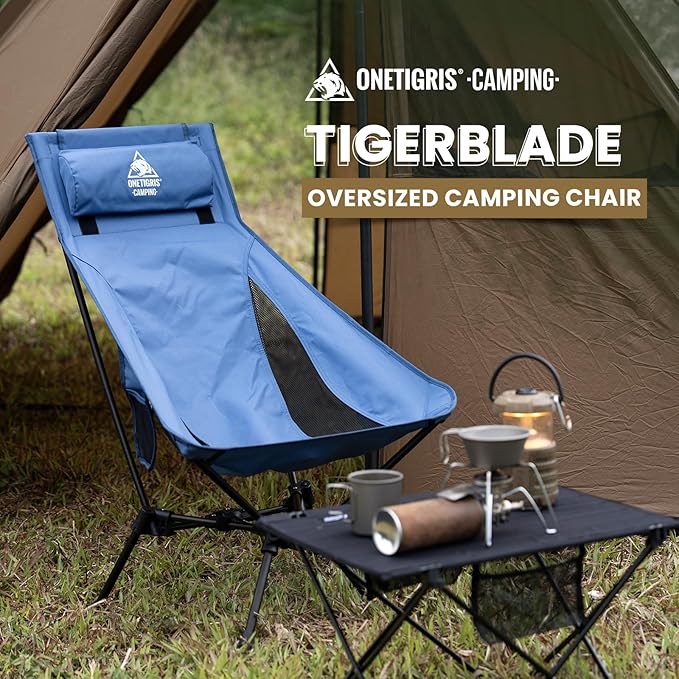 ONETIGRIS Tigerblade High Back Camping Chair with Pillow Design Comfortable Widened Seat Folding Chair