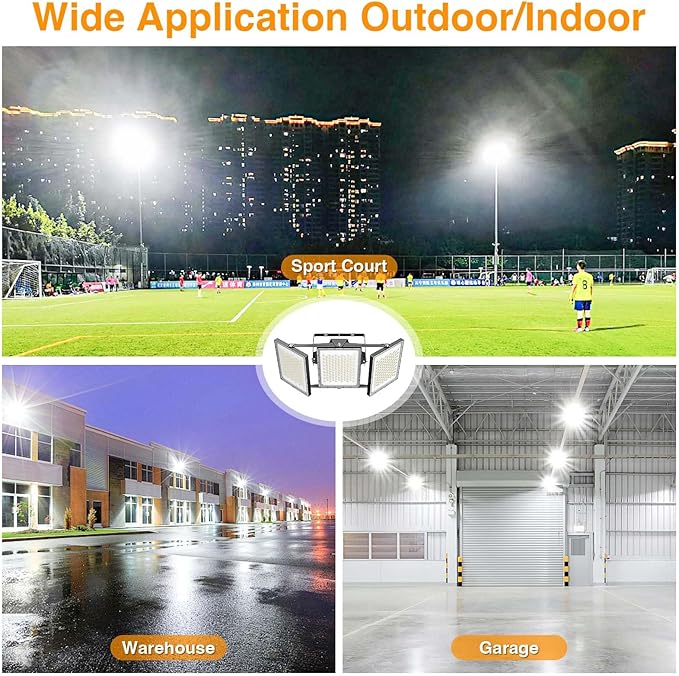 SOLLA 2025 Elite New Upgraded LED Flood Light Outdoor 600W 90000lm Stadium Flood Lights 5000K IP66 Waterproof Adjustable Floodlight for Street Parking Lot