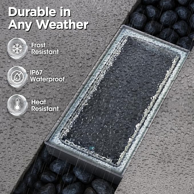 Solar Paver Color Changing Lights 8x4 Solar Pavers Light Outdoor Recessed Brick Pathway Lights IP67 Waterproof Landscape Lighting for GroundWalkway Garden Pool Patio Driveway2 Pack (RGBW)