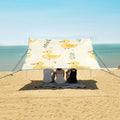 Yellow Duck Leaves Pattern Camping Sun Shelter Beach Tent Portable Beach Sun Shade Outdoor Canopy for Camping Trips Fishing Picnic