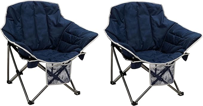 SUNNYFEEL Oversized Camping Chair Folding Moon Saucer Chair Padded Cushion Heavy Duty for Adults 500 LBS Portable Camp Lawn Chair with Storage for LoungePatioOutdoorIndoorPorch