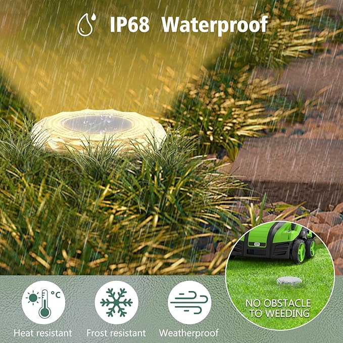echosari Solar Ground Lights 12 Pack Upgraded Solar Garden Lights Auto ON/Off Landscape Lighting Outdoor In-Ground Lights Waterproof Long Lasting for Pathway Walkway Patio (Warm White)