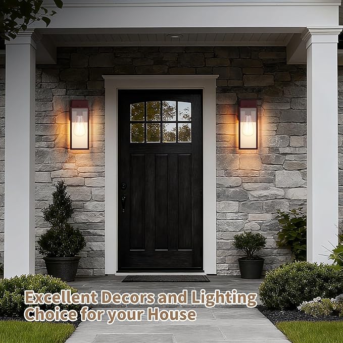 2 Pack 15'' Oil Rubbed Bronze Outdoor Front Porch Lights for Outside Large Exterior Lighting Fixtures Wall Mount for House Wall Sconce Lamp Waterproof Lantern Coach Lights for Garage