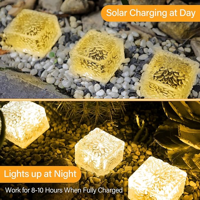 Solar Brick Lights Outdoor Waterproof Patio Brick Lights Garden Decor for Outside 6 Packs for PatioYardWalkwayPathway Decor