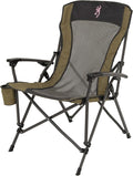 Browning Folding Camping Chairs for Adults - Durable Mesh Fabric Over Sturdy Powder Coated Steel Frame Armrests Cup Holder and Shoulder Carry Bag
