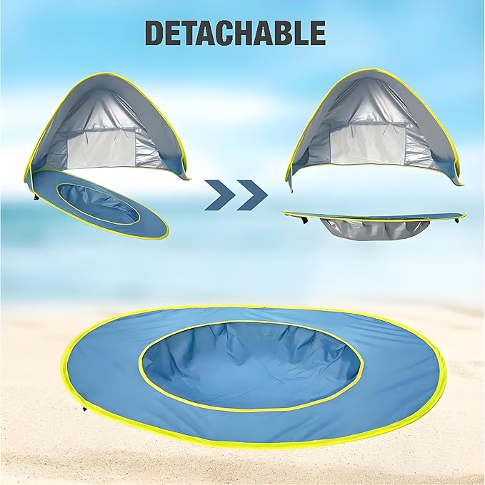 PandaEar Baby Beach Tent with Pool Pop Up Sun Shelter for Infant Toddlers Portable UV Protection Shade with Carry Bag for Outdoor Travel Camping