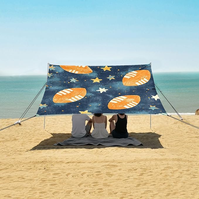 Rugby Pattern (41) Camping Sun Shelter Beach Tent Portable Beach Sun Shade Outdoor Canopy for Camping Trips Fishing Picnic