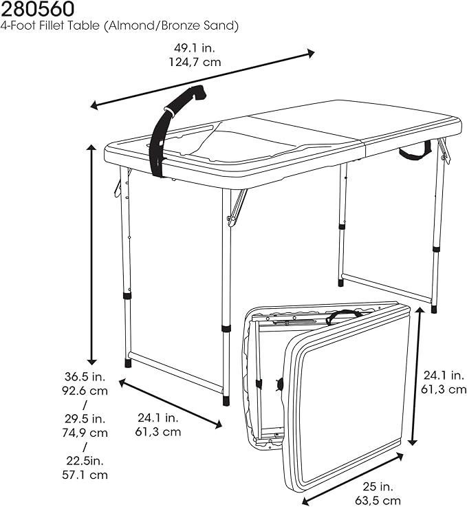 LIFETIME 4 Foot Folding Fish Fillet Cleaning Table with Sink - for Camping Picnic Garden Outdoors