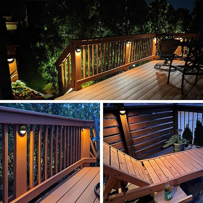 GKOLED Low Voltage LED Deck Lights 12V AC/DC Landscape Step Railing Fence Light 2W 2700K Accent Lighting Fixture Die-cast Aluminum Dark Brown 6-Pack