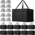 10 Pack Insulated Food Delivery Bags Bulk Insulated Bag XXXL Pizza Delivery Bags Foldable With Hard Bottom Insulated Cooler Bag for Grocery Catering Travel Hot/Cold Food Transport