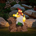 DKJOCKY Gnome Garden Decor Statue with Solar Light Lantern Highland Cow Birthday Gifts for Women Mom Grandma Funny Waterproof Resin Figurine Outdoor Decorations for Yard Patio Lawn Balcony Porch