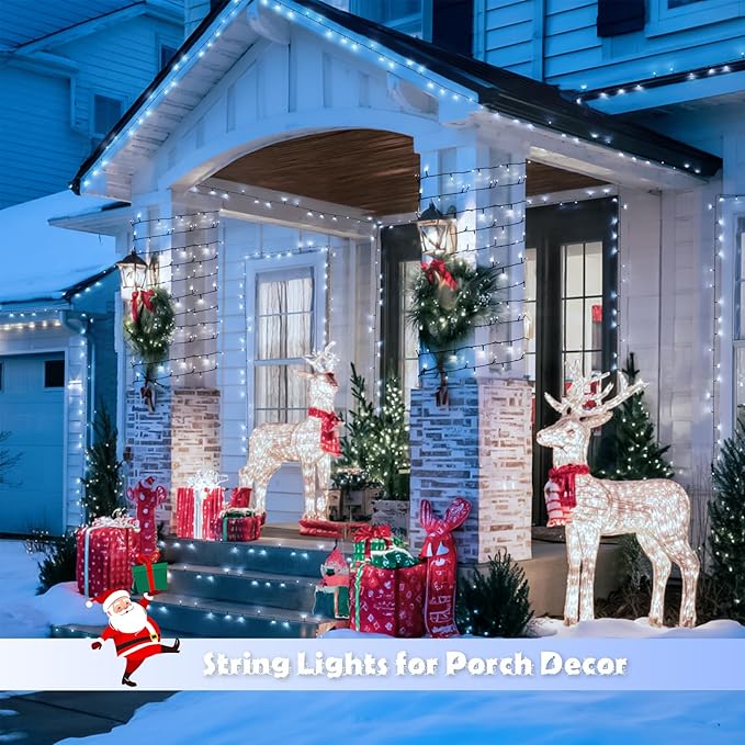 JMEXSUSS 2 Pack Solar String Lights Outdoor Waterproof Total 66 FT 200 LED Solar Christmas Lights Outdoor Twinkle Light for Christmas Tree Outside Garden Yard Xmas Decor White