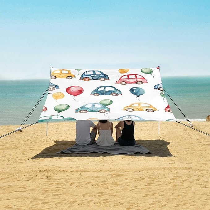 Cars Balloons Camping Sun Shelter Beach Tent Portable Beach Sun Shade Outdoor Canopy for Camping Trips Fishing Picnic