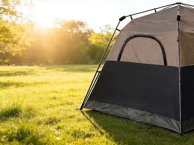 3/4 Person Camping Tent with 1 Door 4 Windows and Upgraded Ventilation– Instant Setup Waterproof 8'x 8'x 67''Oxford Fabric Floor Pop Up in 60 Seconds Includes Rainfly and Backpack