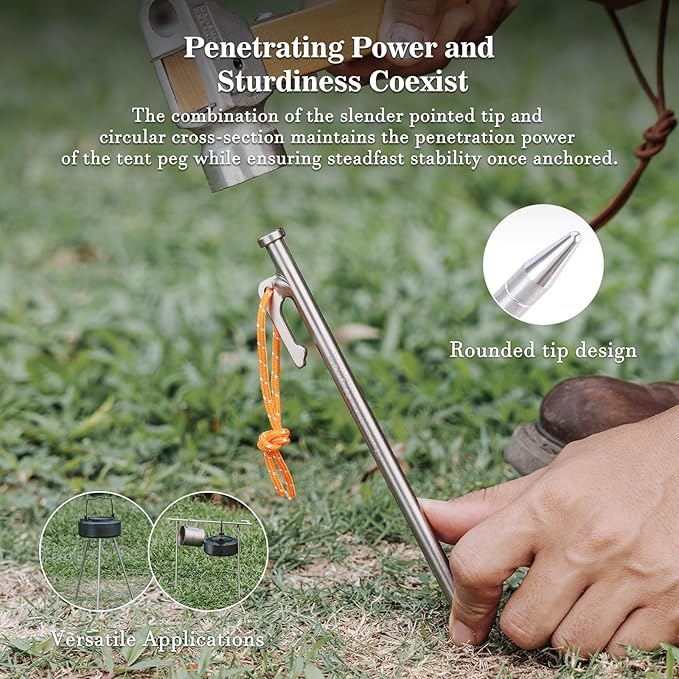 Boundless Voyage 6pcs/lot Titanium Alloy Tent Pegs Outdoor Camping Awning Tent Stakes Lightweight Hiking Climbing Tent Nail 24cm/30cm/35cm
